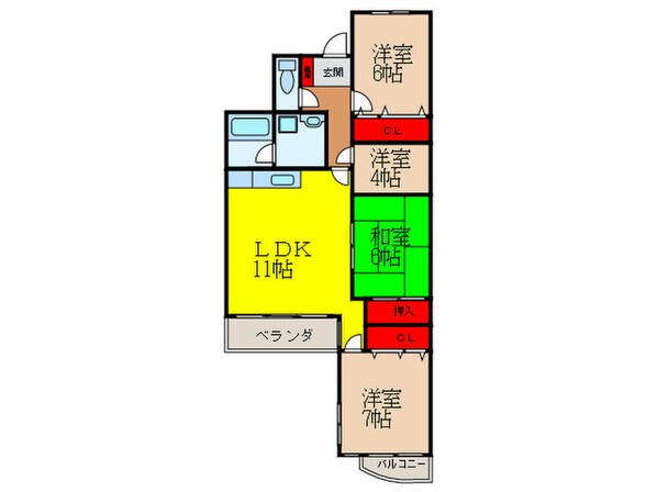 シュロス五月山Ⅲの物件間取画像